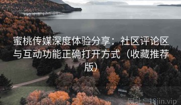 蜜桃传媒深度体验分享：社区评论区与互动功能正确打开方式（收藏推荐版）