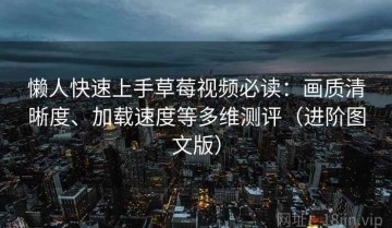 懒人快速上手草莓视频必读：画质清晰度、加载速度等多维测评（进阶图文版）