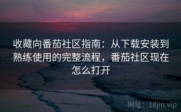 收藏向番茄社区指南：从下载安装到熟练使用的完整流程，番茄社区现在怎么打开